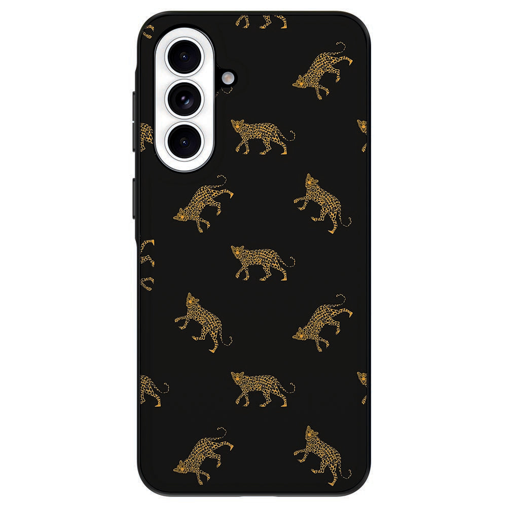 Samsung Galaxy A57 Beschermhoes Leopards Back Cover leopardprint zwart.