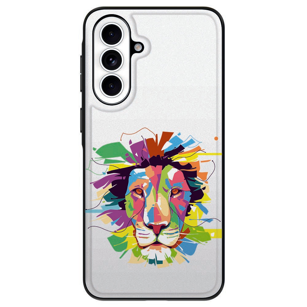 Samsung Galaxy A57 Beschermhoes Lion Color voorkant met kleurrijke leeuw afbeelding.