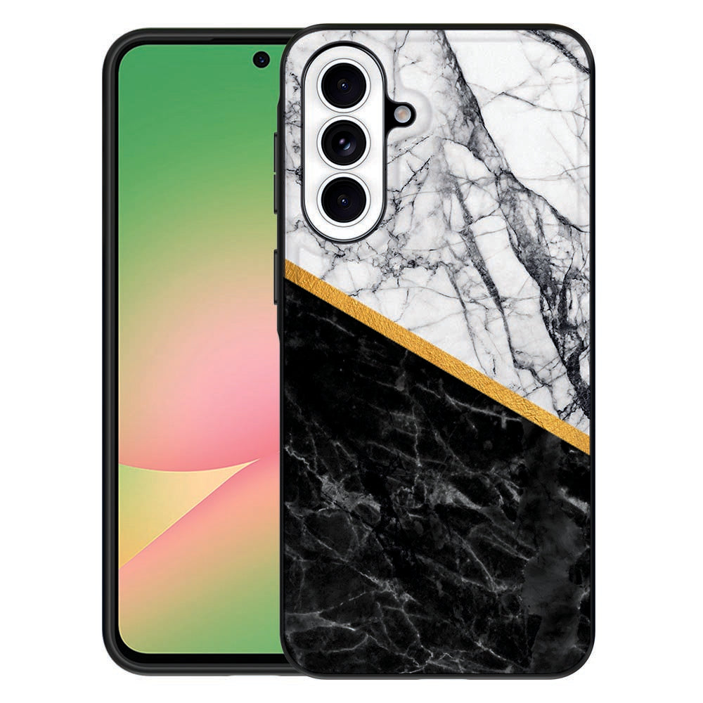 Samsung Galaxy A57 Beschermhoes Marble White Black Vooraanzicht.