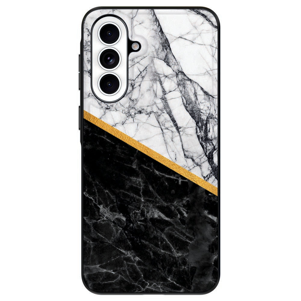 Samsung Galaxy A57 Beschermhoes Marble White Black Vooraanzicht.