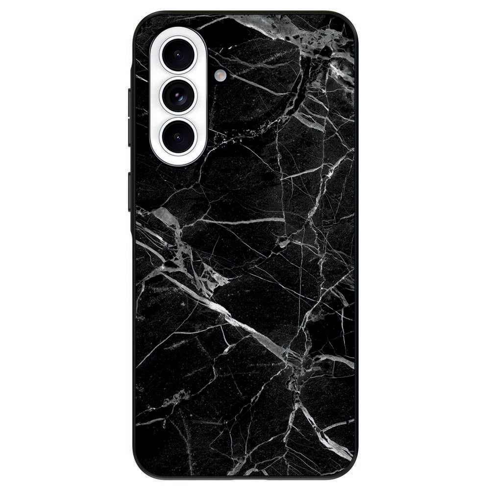 Samsung Galaxy A57 Back Cover Marmer Zwart Vooraanzicht.