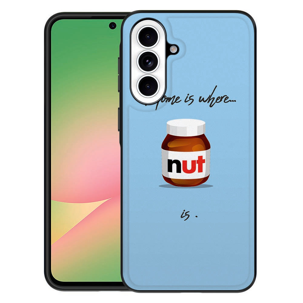 Samsung Galaxy A57 TPU Hoesje Nut Home blauw met pot Nut vooraanzicht.