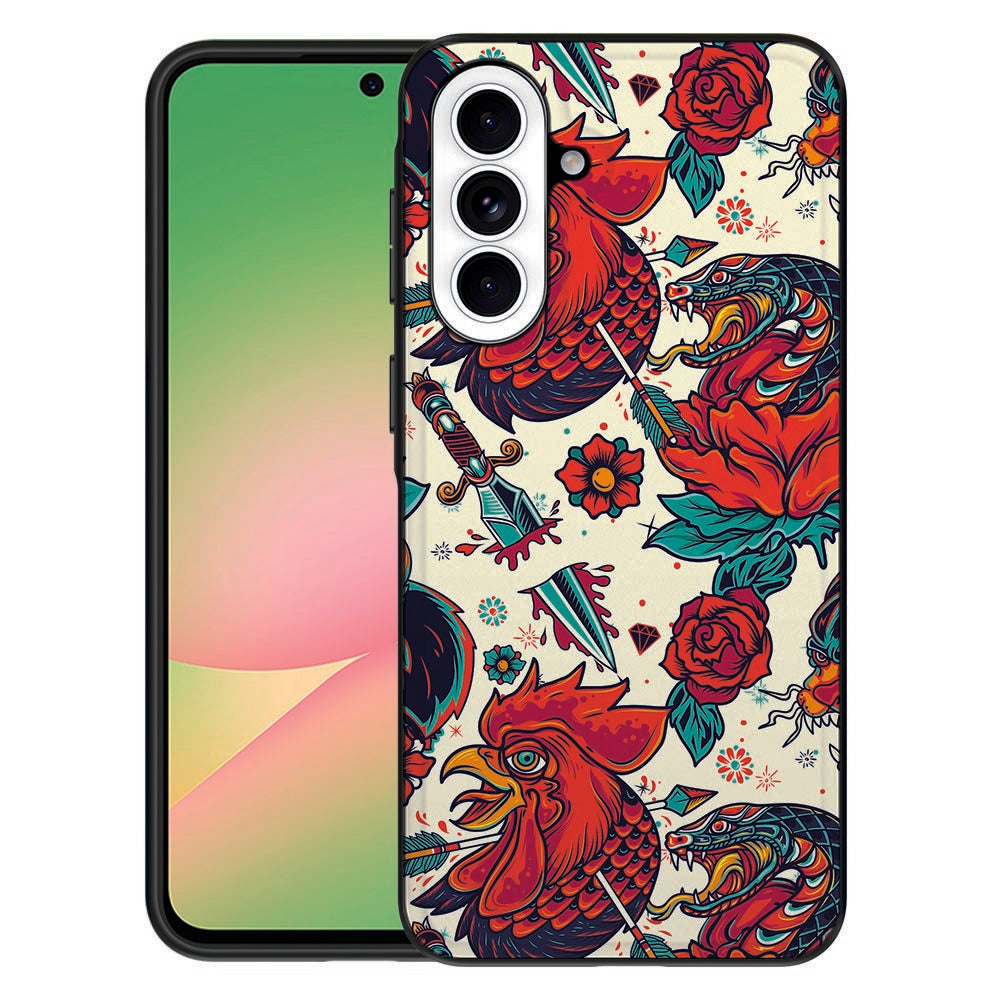 Samsung Galaxy A57 TPU Hoesje Old Skool print kleurrijk detail.
