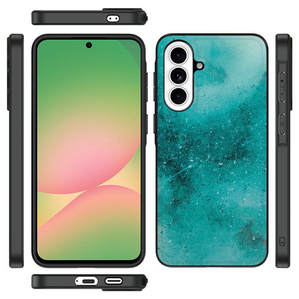 Samsung Galaxy A57 Backcover Hoesje Painting Blue zijaanzicht detail.