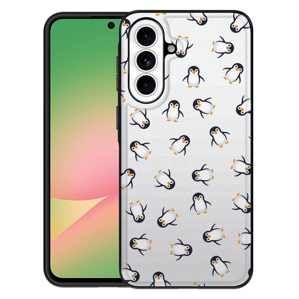 Samsung Galaxy A57 Pinguïn Hoesje schattige pinguïns patronen vooraanzicht.
