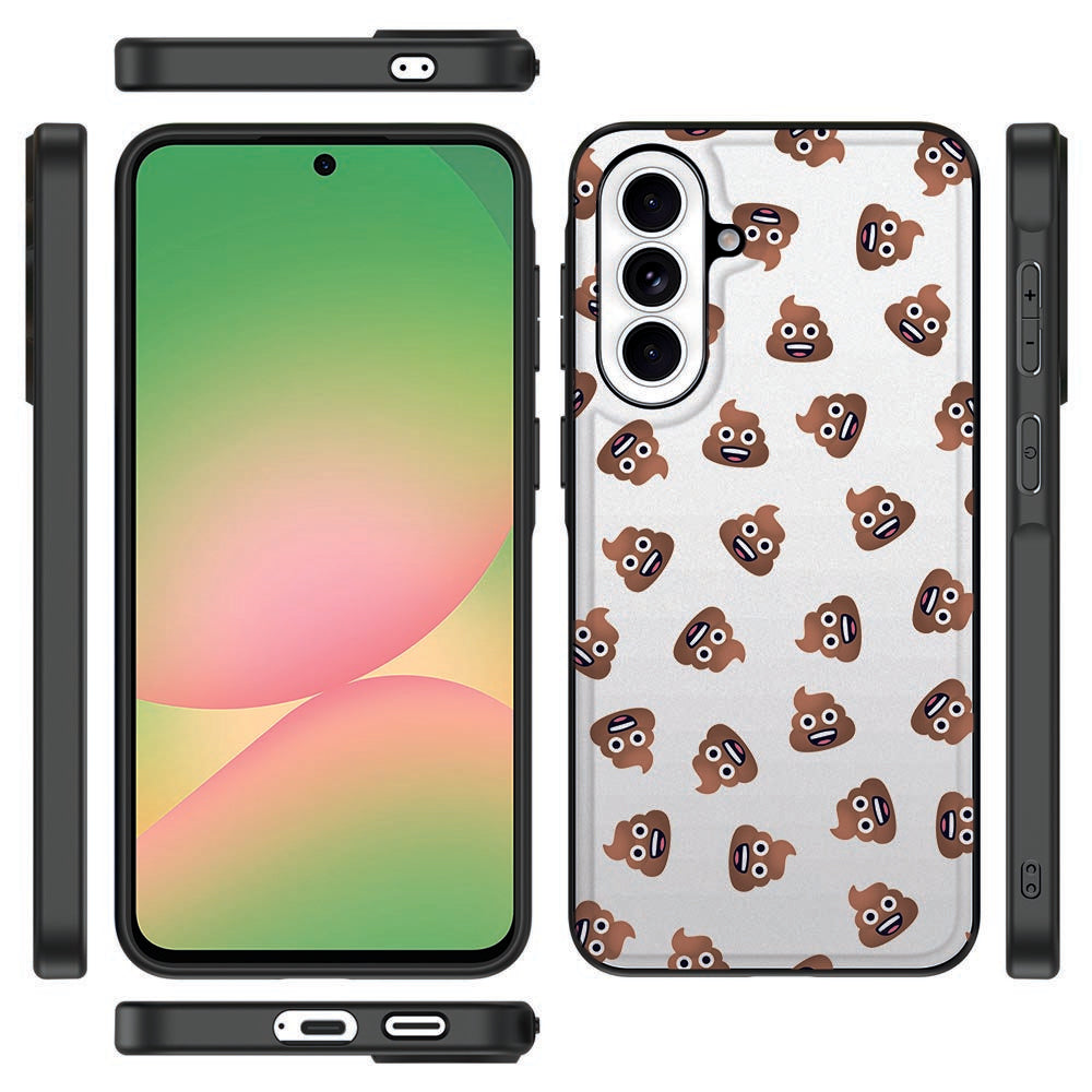 Samsung Galaxy A57 Poep Emojis Backcover Hoesje gedrukt design vooraanzicht.