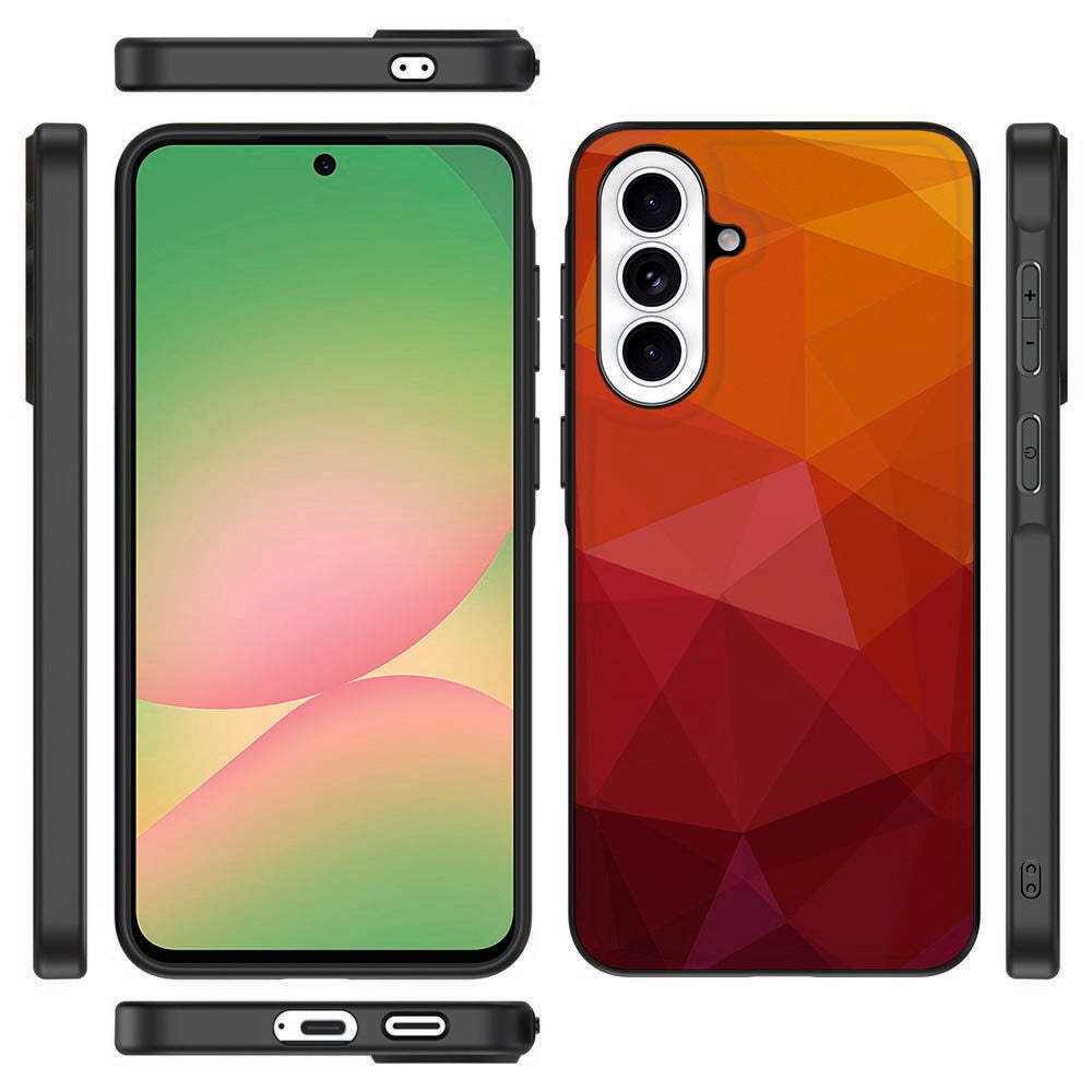 Samsung Galaxy A57 Polygon Red Back Cover Hoes Vooraanzicht.