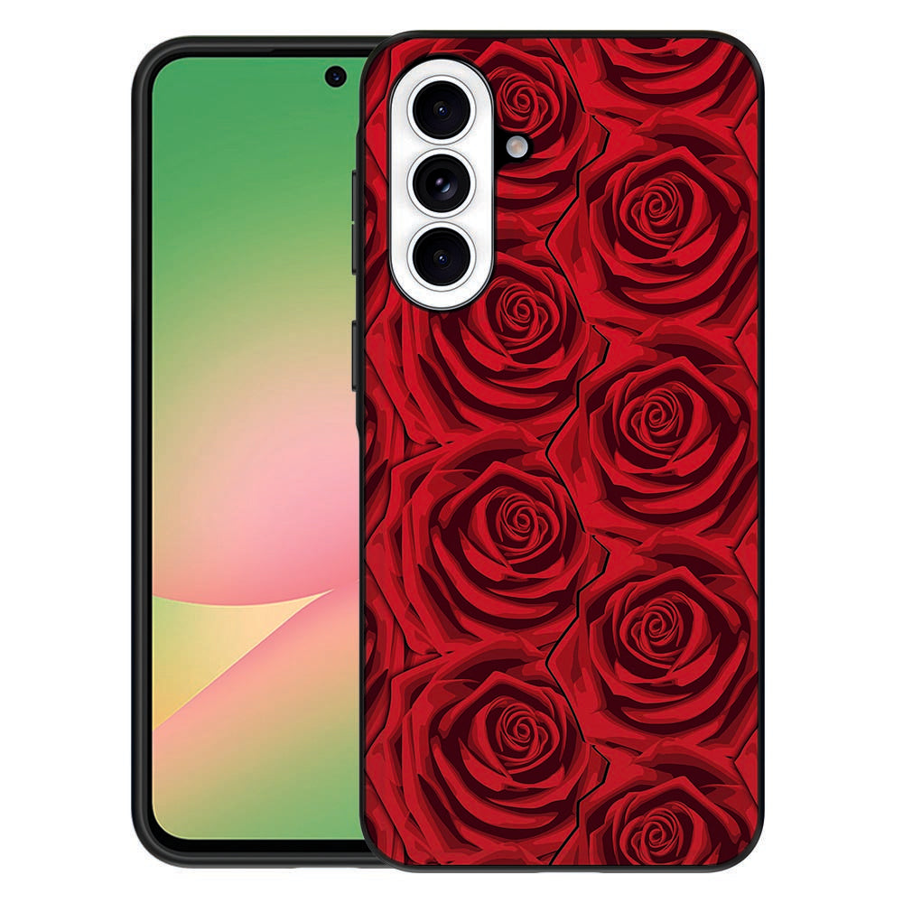 Samsung Galaxy A57 Red Roses Telefoonhoesje rozenmotief vooraanzicht.