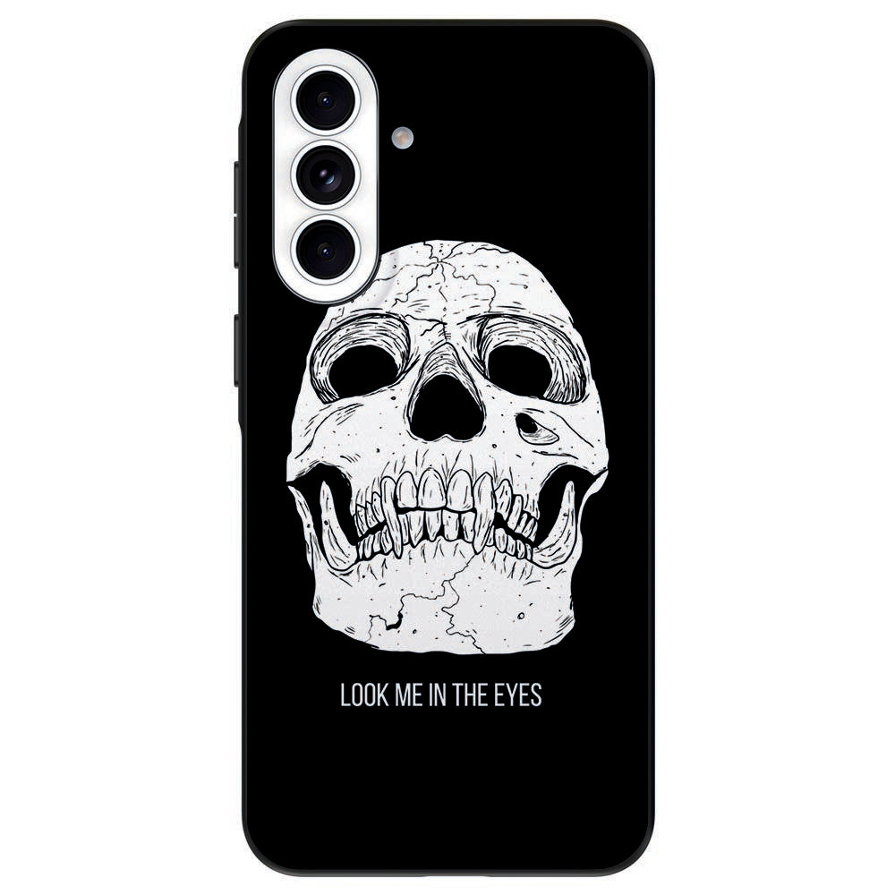 Samsung Galaxy A57 TPU Hoesje Skull Eyes Zwart Vooraanzicht.