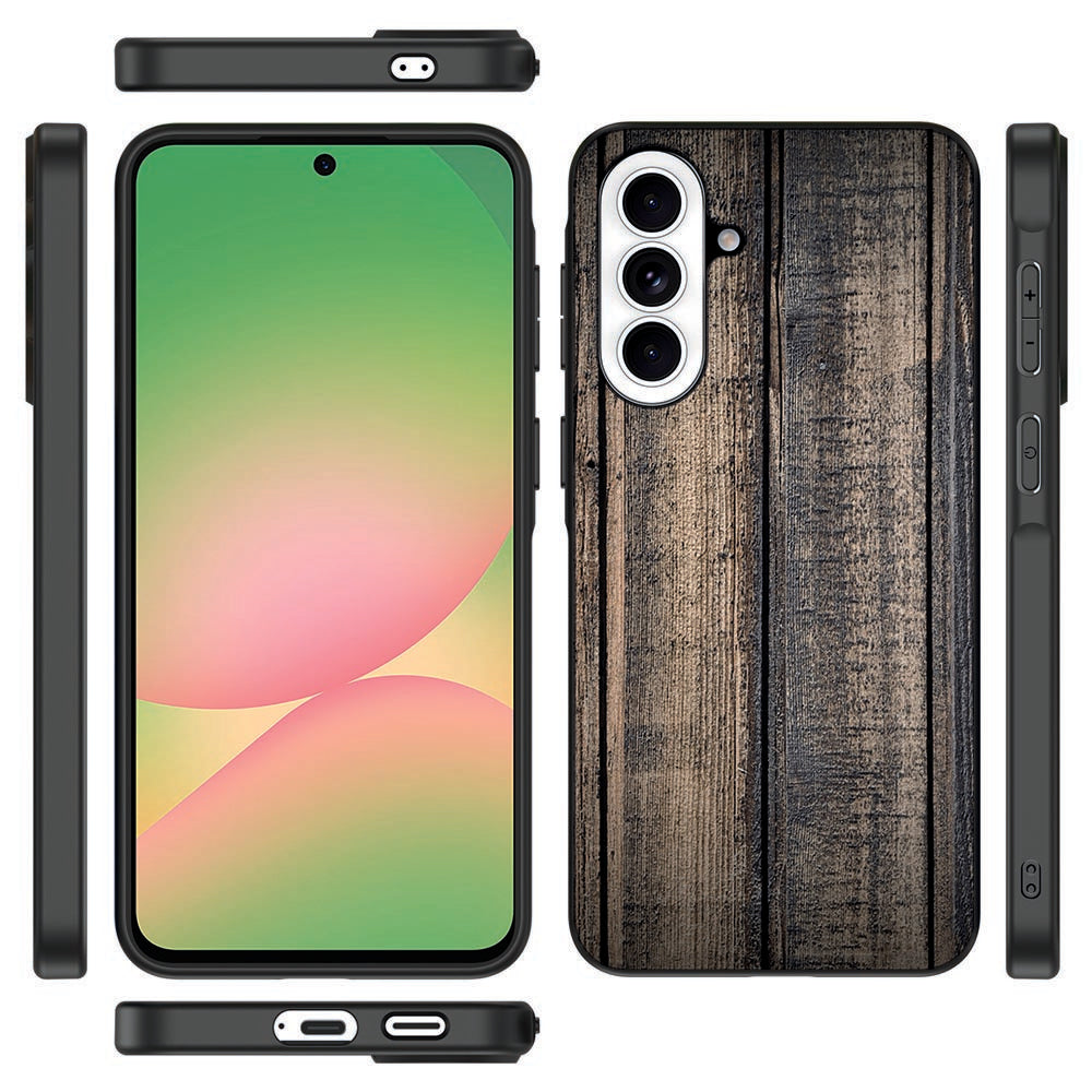 Samsung Galaxy A57 telefoonhoesje Steigerhout houten print vooraanzicht.