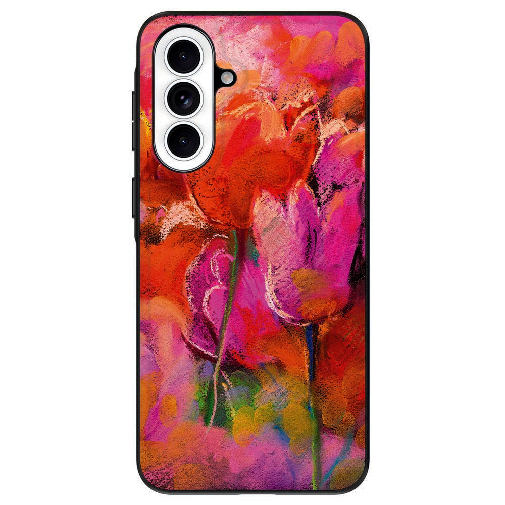 Samsung Galaxy A57 Tulips Beschermhoes tulpenprint achteraanzicht.