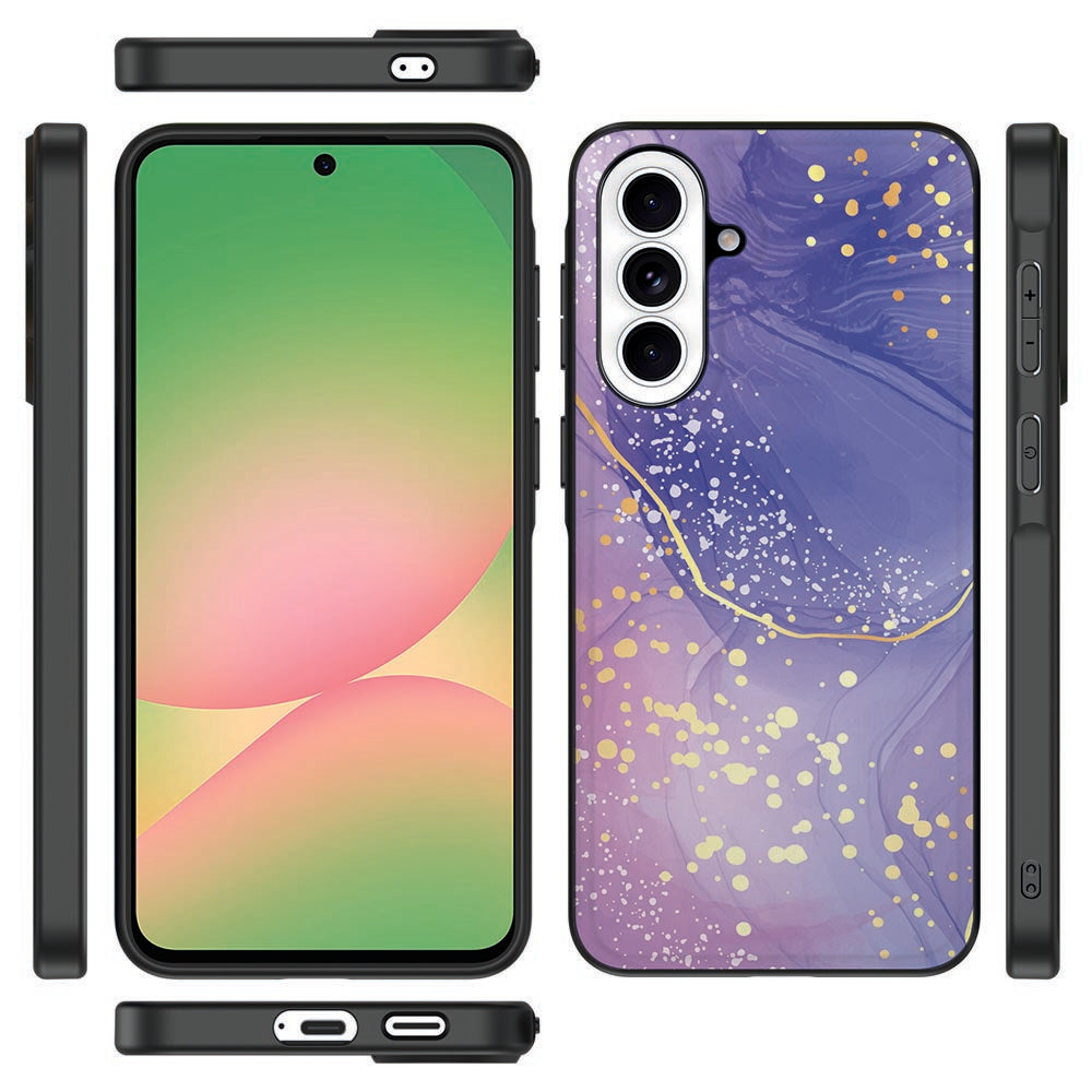 Samsung Galaxy A57 Watercolor Paars Backcover Hoesje achterkant vooraanzicht zijkanten.