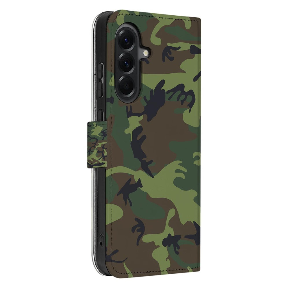 Samsung Galaxy A57 Portemonnee Hoesje Camouflage Leger Camouflage Leger Aanzicht.