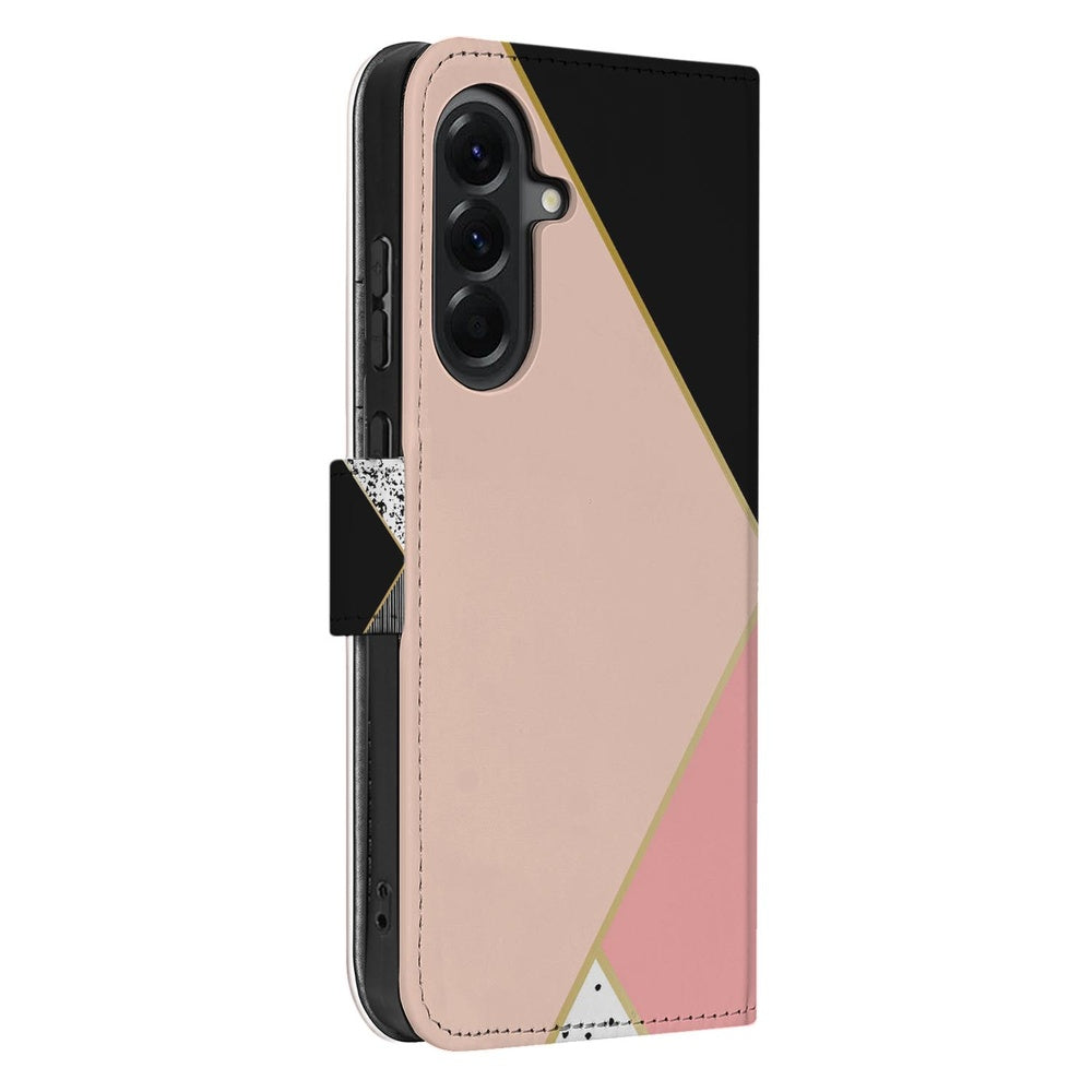 Samsung Galaxy A57 Portemonnee Hoesje Abstracte Geometrisch patroon Zijkant.