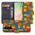 Samsung Galaxy A57 Hoesje Blokken Design Voor- en achteraanzicht kleurrijke blokken patroon.