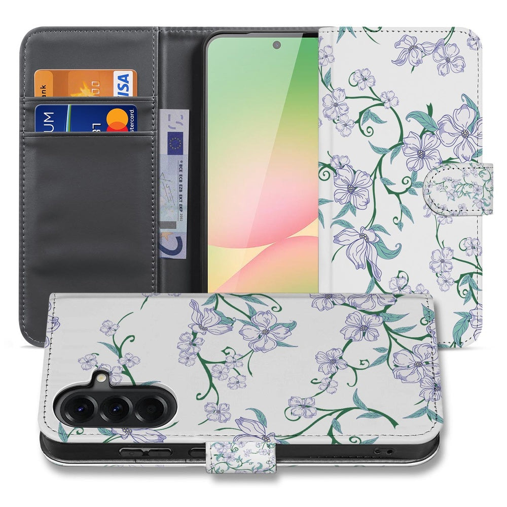 Samsung Galaxy A57 Book Case Hoesje Blossom White Vooraanzicht Detail.