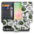 Samsung Galaxy A57 Book Case Met Pasjes Dino Print Vooraanzicht met dino illustraties en kaarten.
