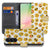 Samsung Galaxy A57 Book Case Hoesje Meerkleurig Emoji Vooraanzicht Binnenkant.