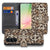 Book Case Hoesje Samsung Galaxy A57 Leopard voor- en achteraanzicht met leopard-design en binnenvak.
