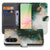 Bookcase Samsung Galaxy A57 Marmer Groen Voor- en achteraanzicht met marmeren patroon in groen en gouden details.