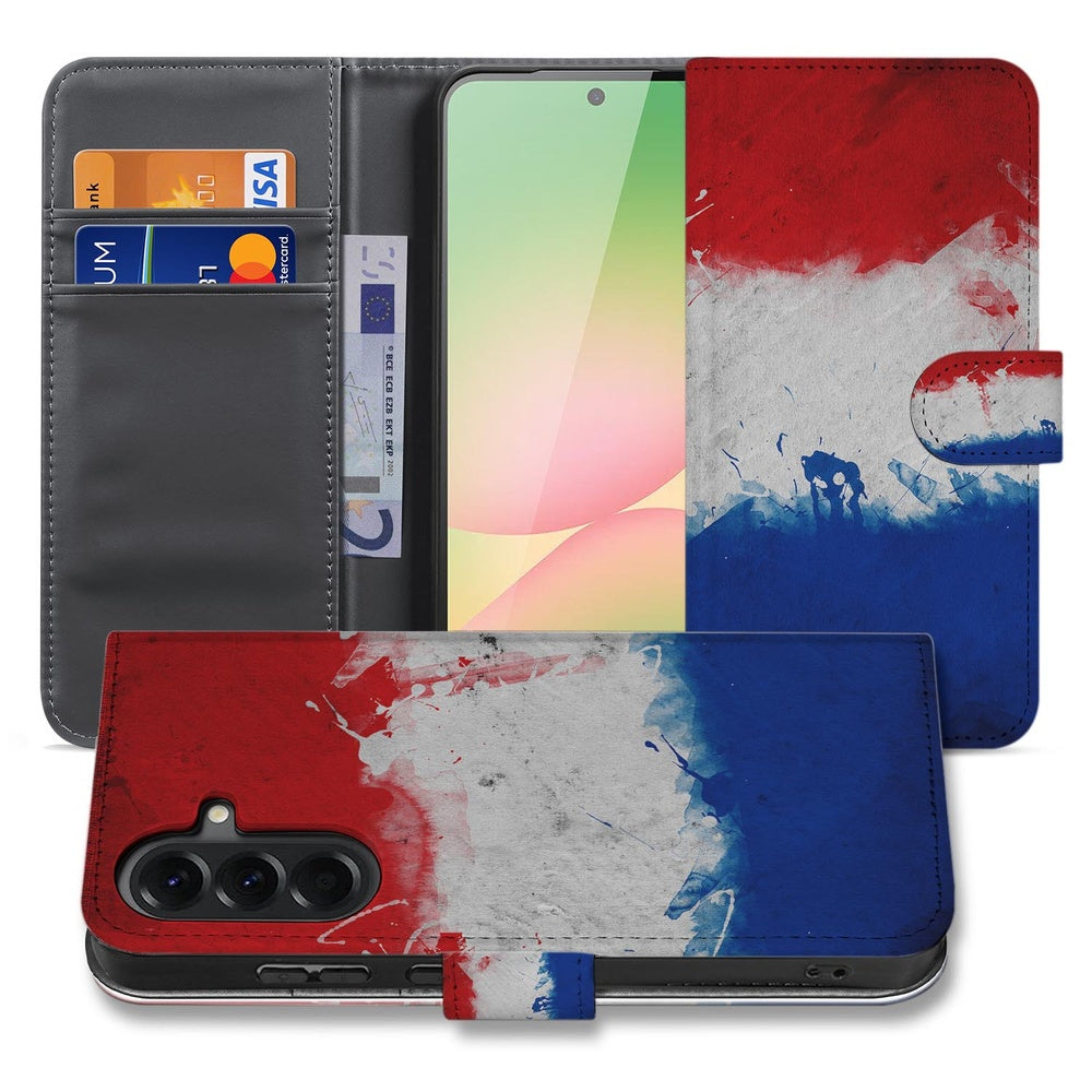 Samsung Galaxy A57 Book Case Hoesje Nederlandse Vlag Voor- en achteraanzicht.