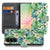Samsung Galaxy A57 Book Case Orchidee Groen Voor- en achteraanzicht met bloemenmotief en open binnenkant.