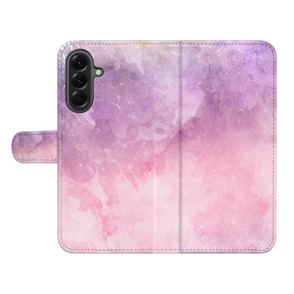 Bookcase Hoesje Samsung Galaxy A57 Roze Paars Paint Voor- en achteraanzicht.