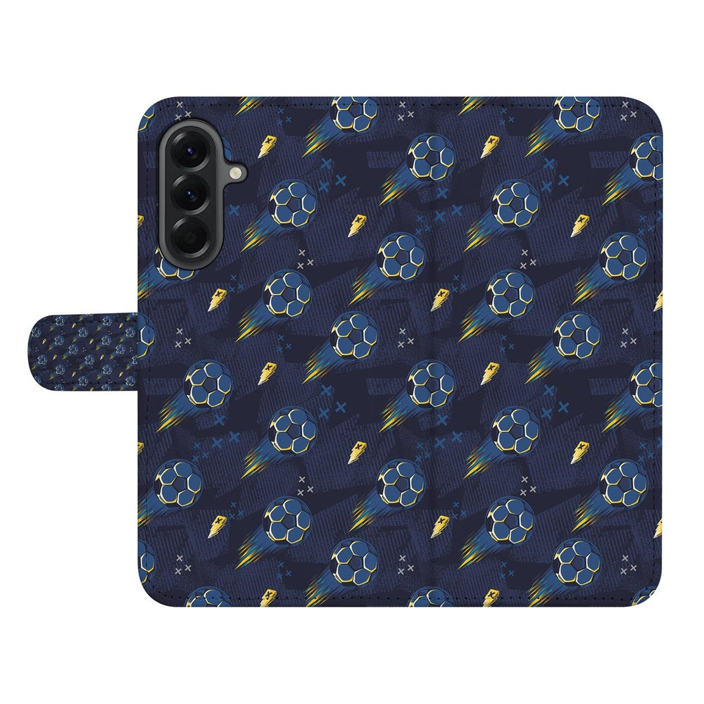 Samsung Galaxy A57 Bookcase Hoesje Voetbal Design Vooraanzicht.