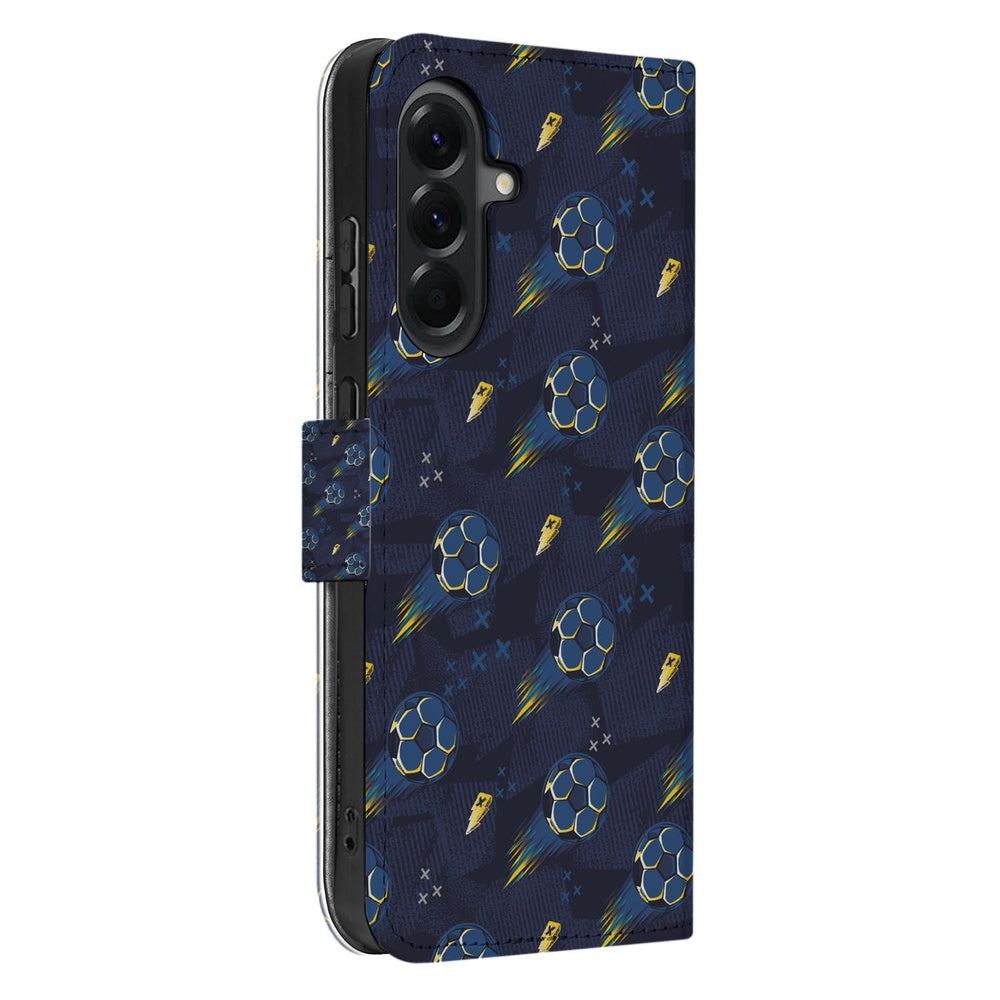 Samsung Galaxy A57 Bookcase Hoesje Voetbal Design Vooraanzicht.