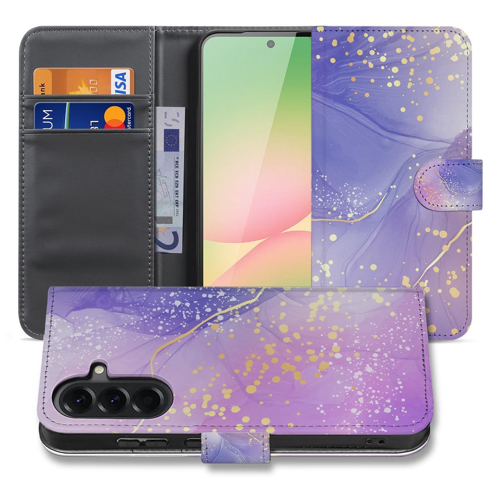 Samsung Galaxy A57 Plus Hoesje Watercolor Paars Vooraanzicht.