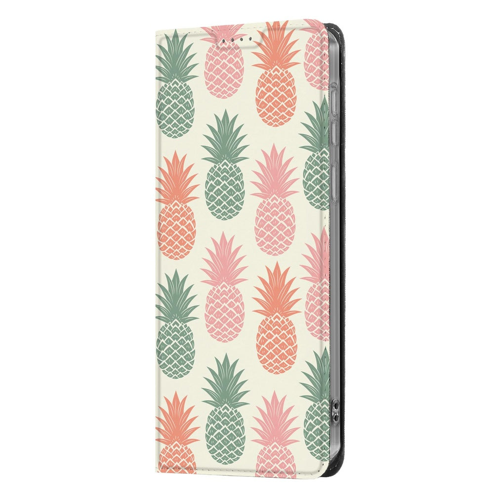 Samsung Galaxy A57 Bookcase Ananas Flip Case Ananas Vooraanzicht.