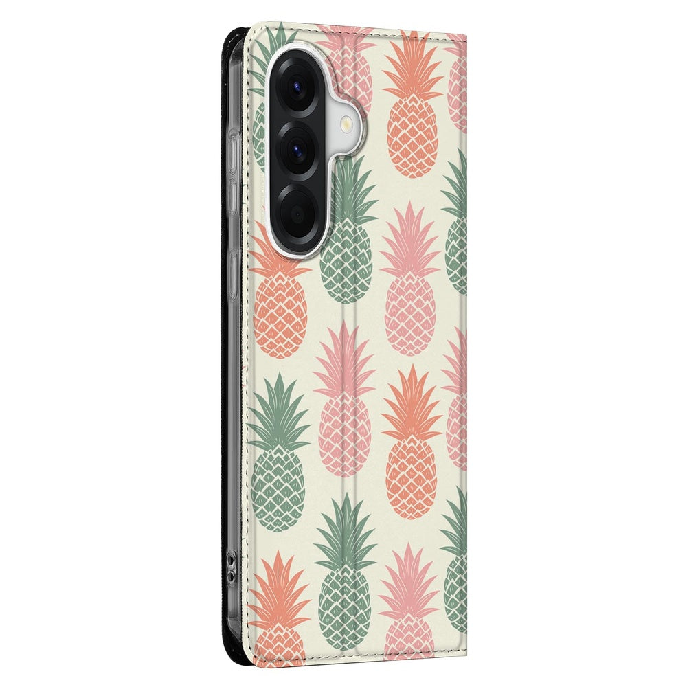 Samsung Galaxy A57 Bookcase Ananas Flip Case Ananas Vooraanzicht.