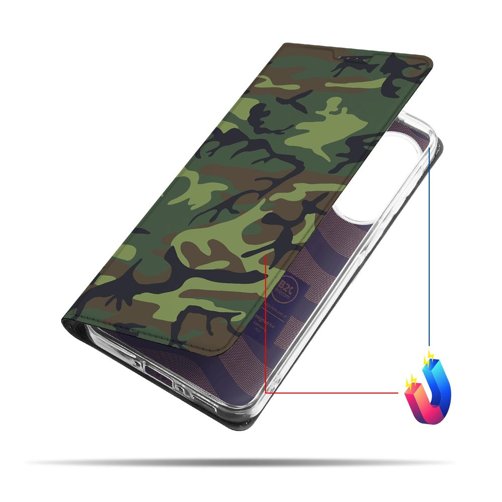 Samsung Galaxy A57 Telefoonhoesje Army Dark camo ontwerp vooraanzicht.