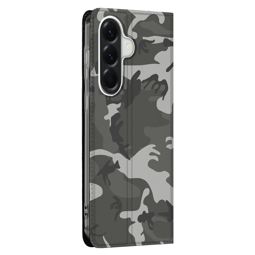 Samsung Galaxy A57 Book Wallet Case Army Light camouflage ontwerp zijkant.