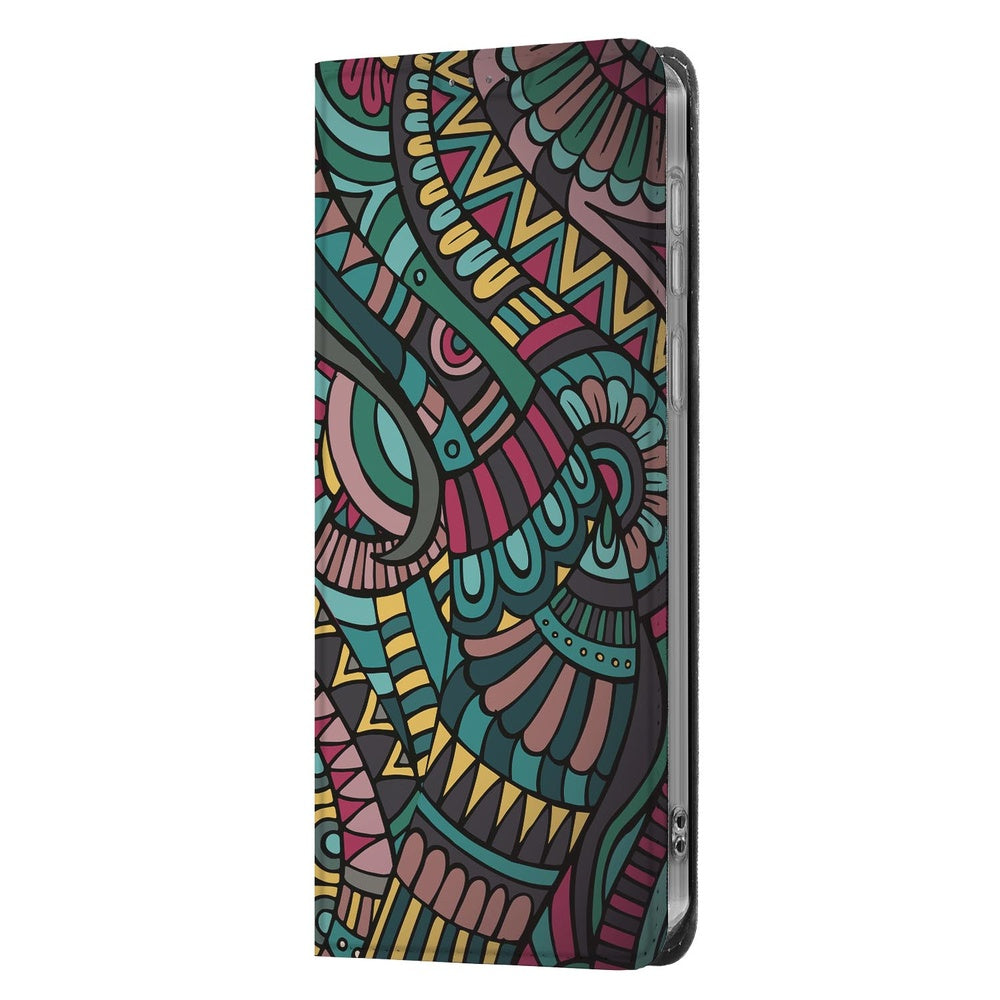 Samsung Galaxy A57 Standcase Hoesje Aztec Aztec-print staande hoesje voorzijde.