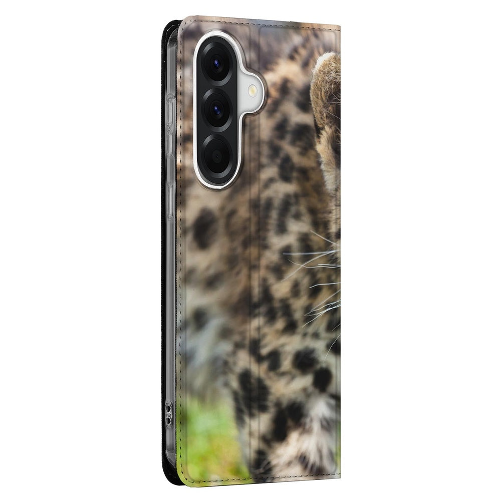 Samsung Galaxy A57 Smart Cover Hoesje Baby Luipaard leopardprint voorkant.