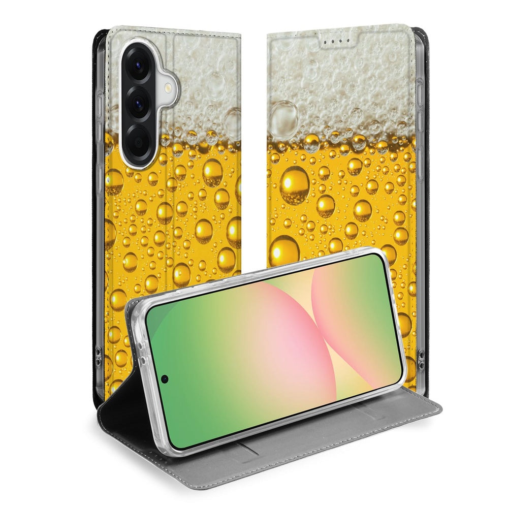Samsung Galaxy A57 Bookcase Bier Boekhoes Bierprint Vooraanzicht.