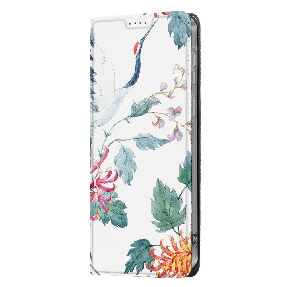 Samsung Galaxy A57 Telefoonhoesje Bird Flowers detail aanzicht.