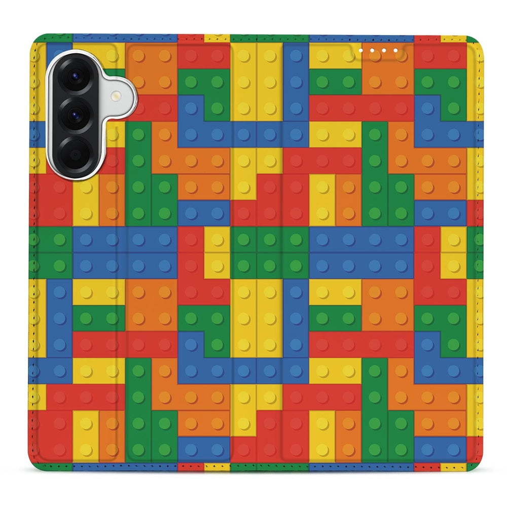 Samsung Galaxy A57 Book Case Blokken Boekhoes Legoblokken-print Detail.