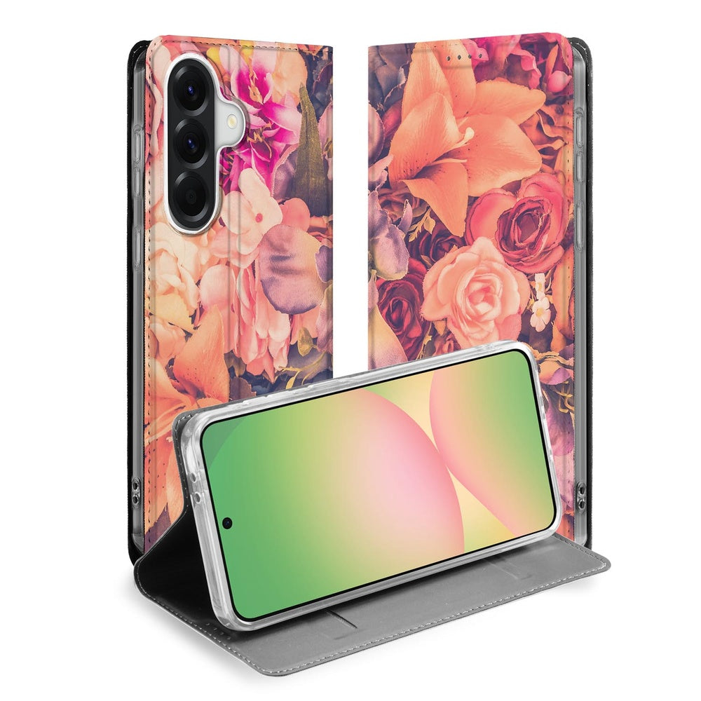 Samsung Galaxy A57 Bookcase Bosje Bloemen Stand Case Bosje Bloemen Vooraanzicht.
