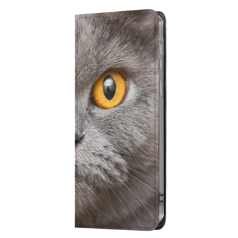 Samsung Galaxy A57 Telefoonhoesje Britse Korthaar detail grijs kattenoog.