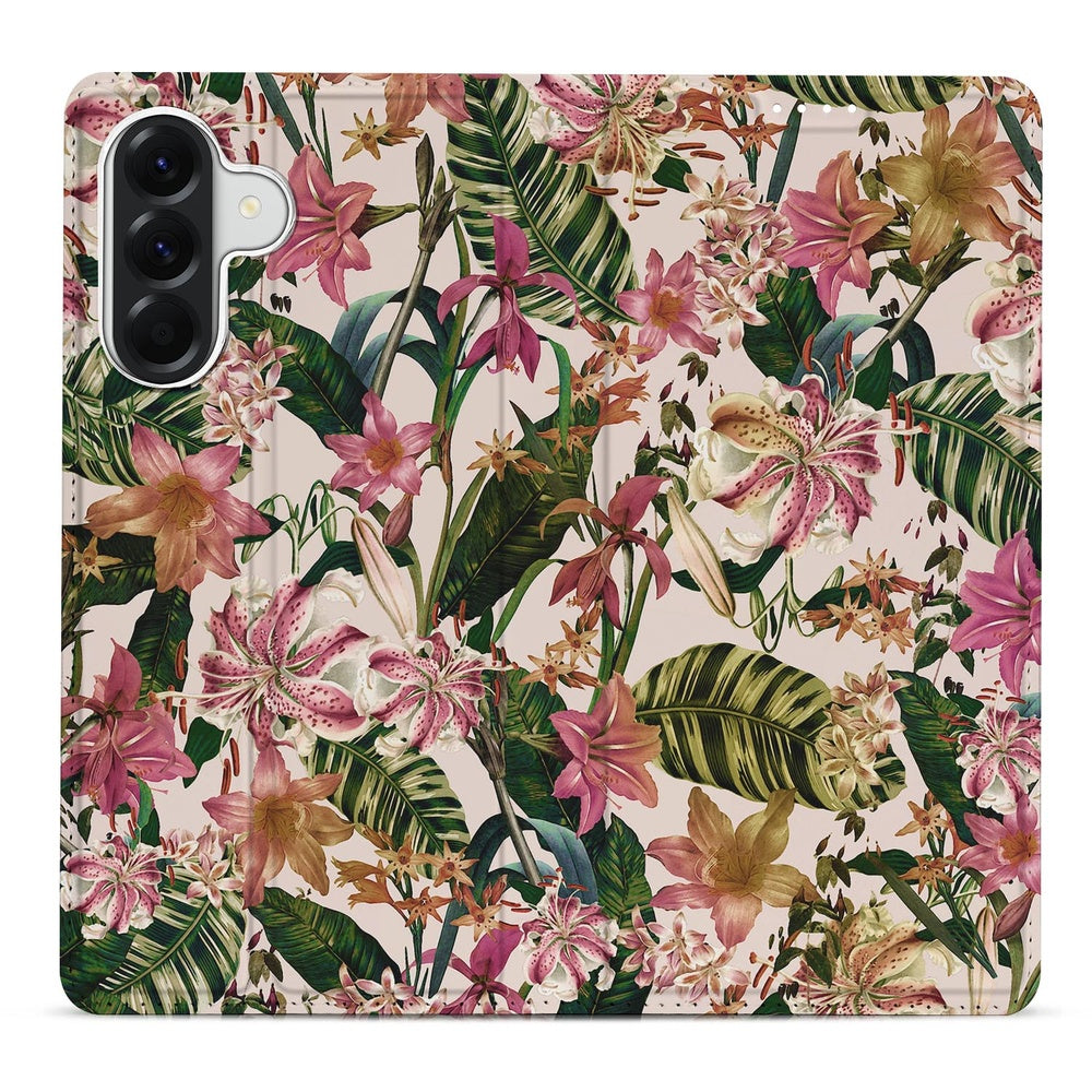 Samsung Galaxy A57 Smart Cover Hoesje Flowers bloemenprint detail.