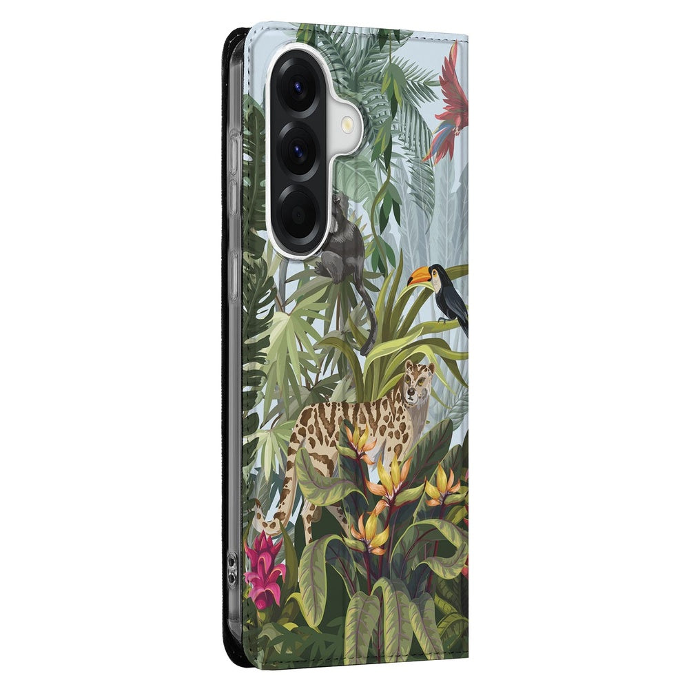 Samsung Galaxy A57 Book Wallet Case Jungle Vooraanzicht.