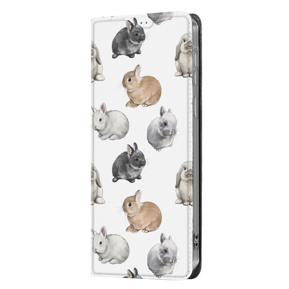 Samsung Galaxy A57 Book Cover Samsung Galaxy A57 Konijntjes bunny-print zijaanzicht.