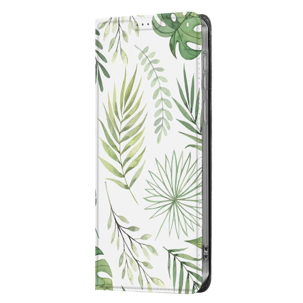 Samsung Galaxy A57 Bookcase Leaves-print Vooraanzicht.
