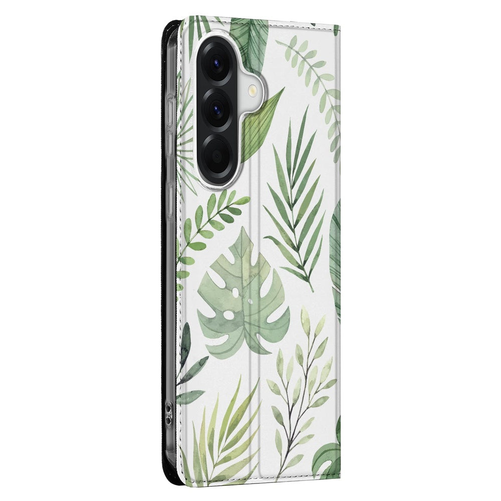 Samsung Galaxy A57 Bookcase Leaves print detail.