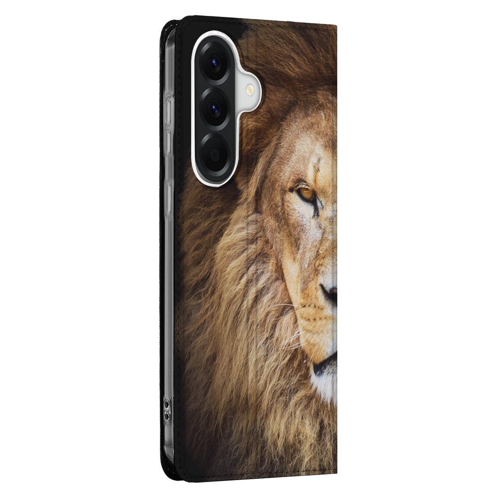 Samsung Galaxy A57 Telefoonhoesje Leeuw zijkant detail. 
