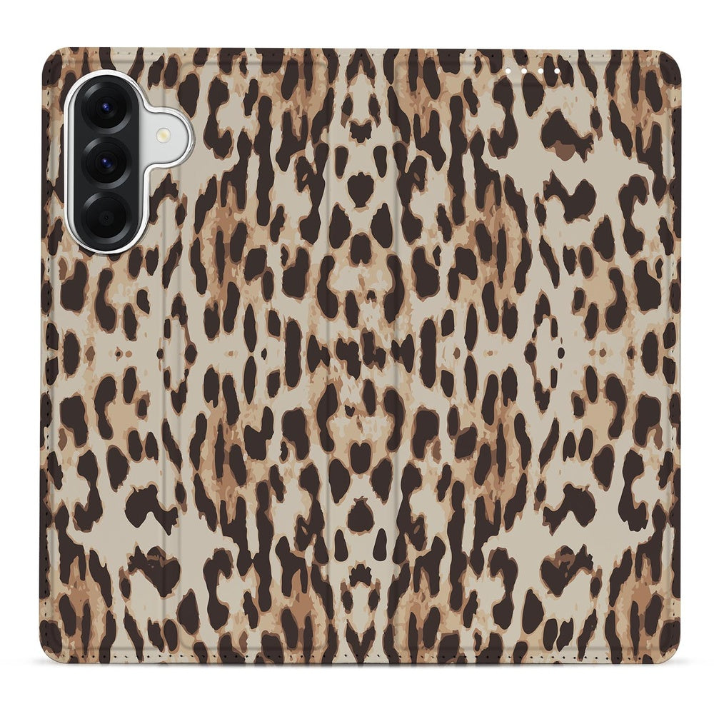Samsung Galaxy A57 Book Wallet Case Leopard Vooraanzicht.