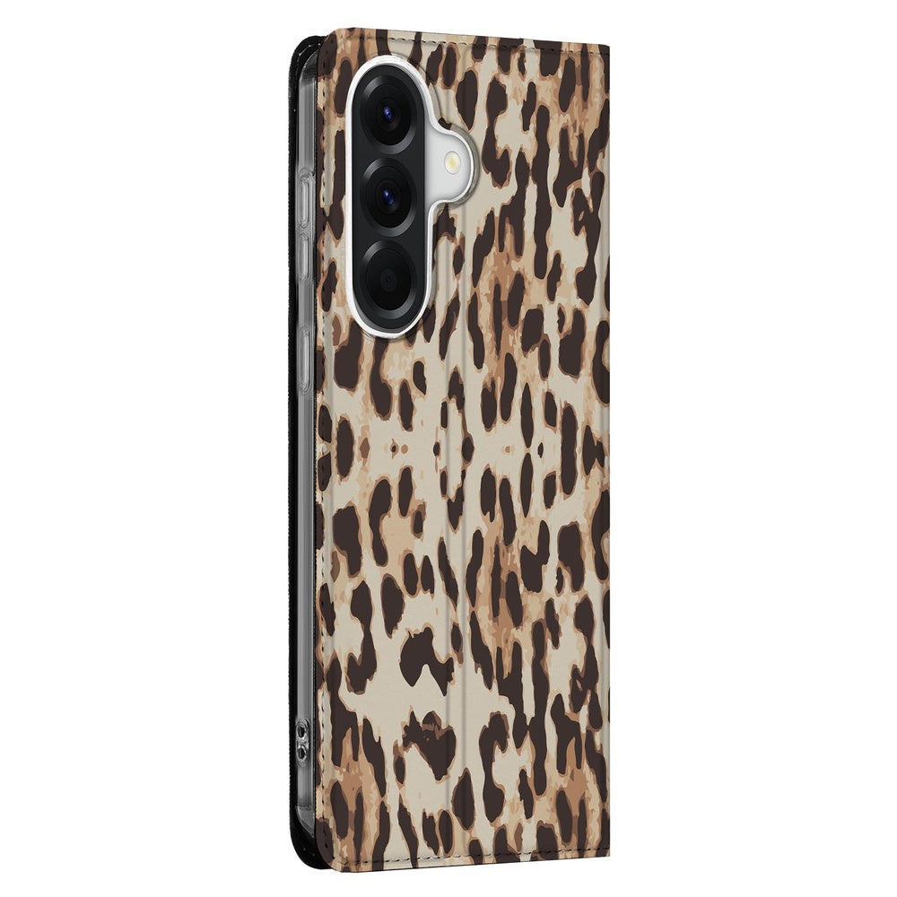 Samsung Galaxy A57 Book Wallet Case Leopard zijaanzicht.