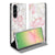 Samsung Galaxy A57 Book Case Lovely Flowers vooraanzicht met roze en witte bloemen.